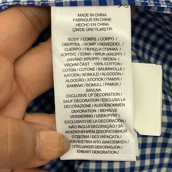 NWT POLO Ralph Lauren Kid's Blue White Checkered Button Down Shirt Size Large - Picture 8 of 9